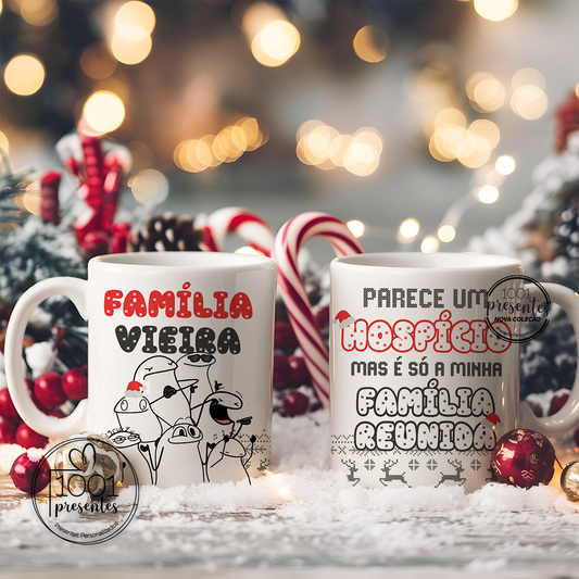 Caneca cerâmica "Parece um hospício"