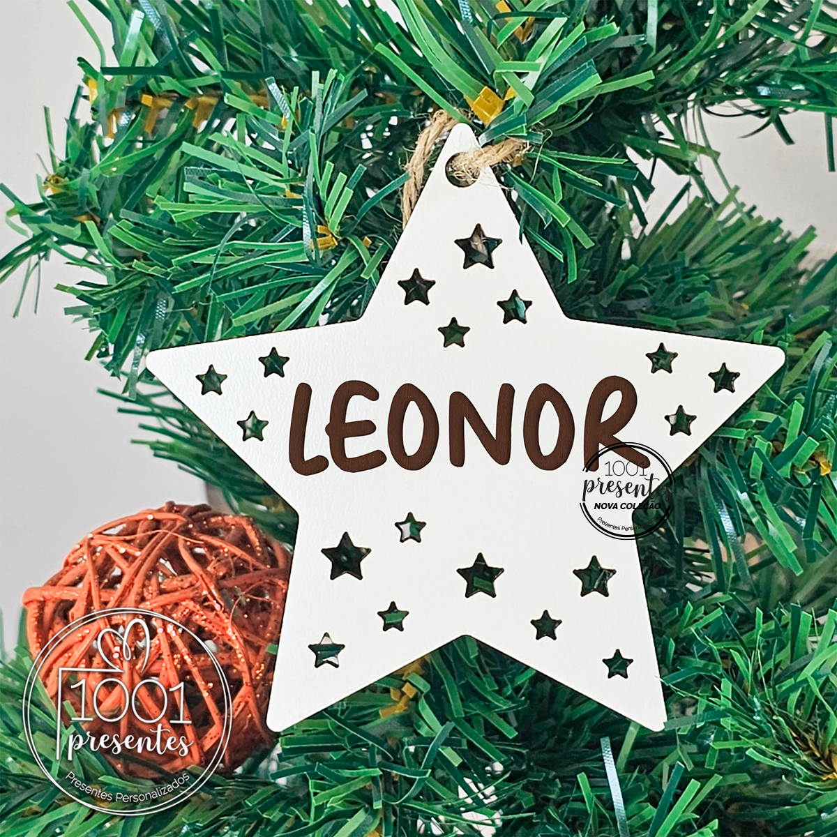 Pendente de Natal estrela "Nome"