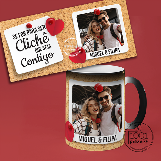 Caneca mágica fotografia "Amor clichê"