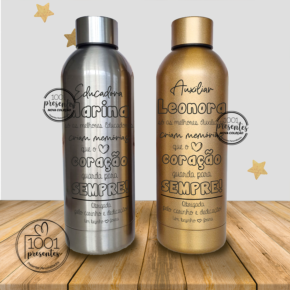 Garrafa metalizada 800ml "Professora educadora"