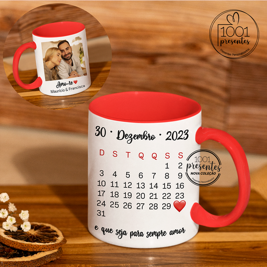 Caneca fotografia calendário "Namorados"