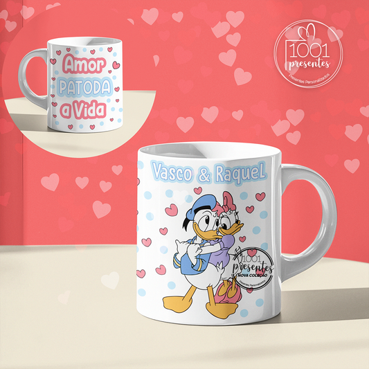Caneca cerâmica "Amor patoda a vida"