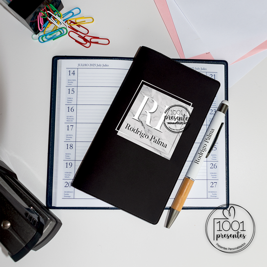 Agenda de bolso com caneta  2025 "Nome"