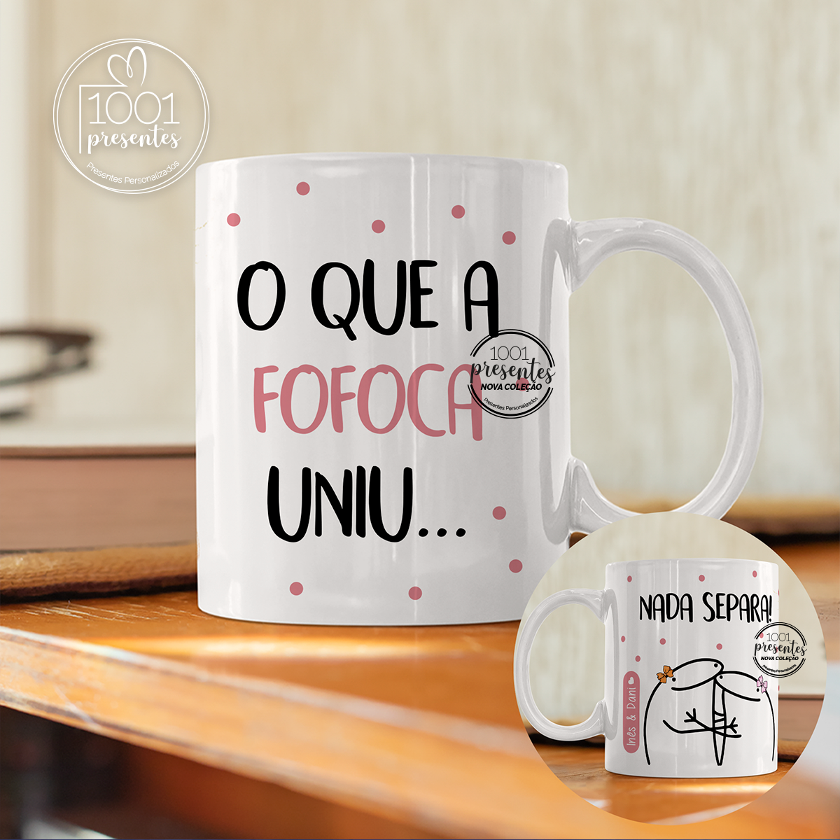 Caneca de cerâmica "O que a fofoca uniu..."