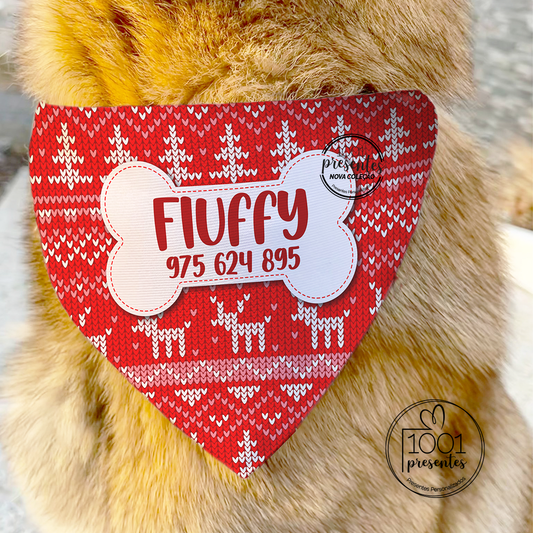 Coleira com lenço personalizado natalício