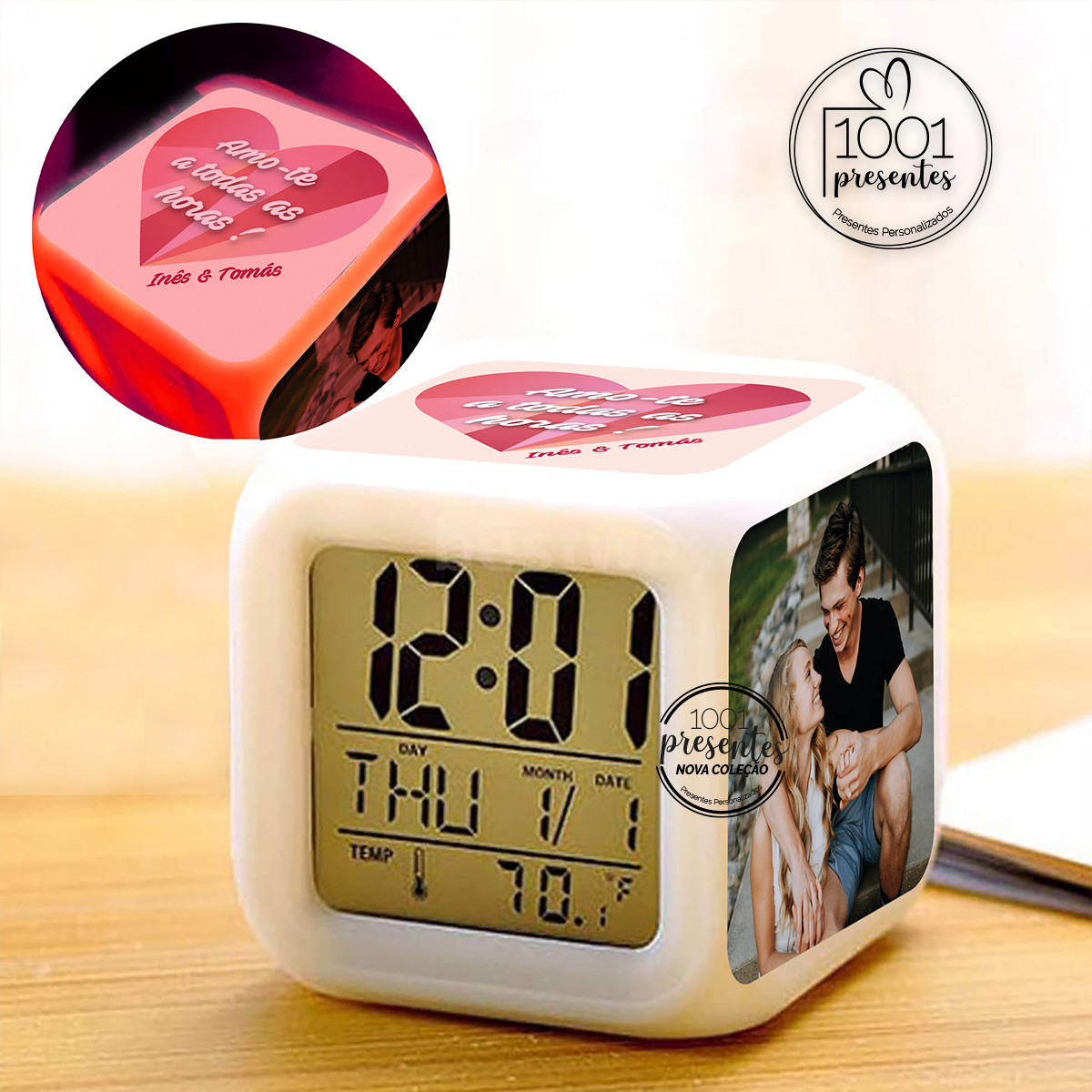 Relógio/despertador "Amo-te a todas as horas"