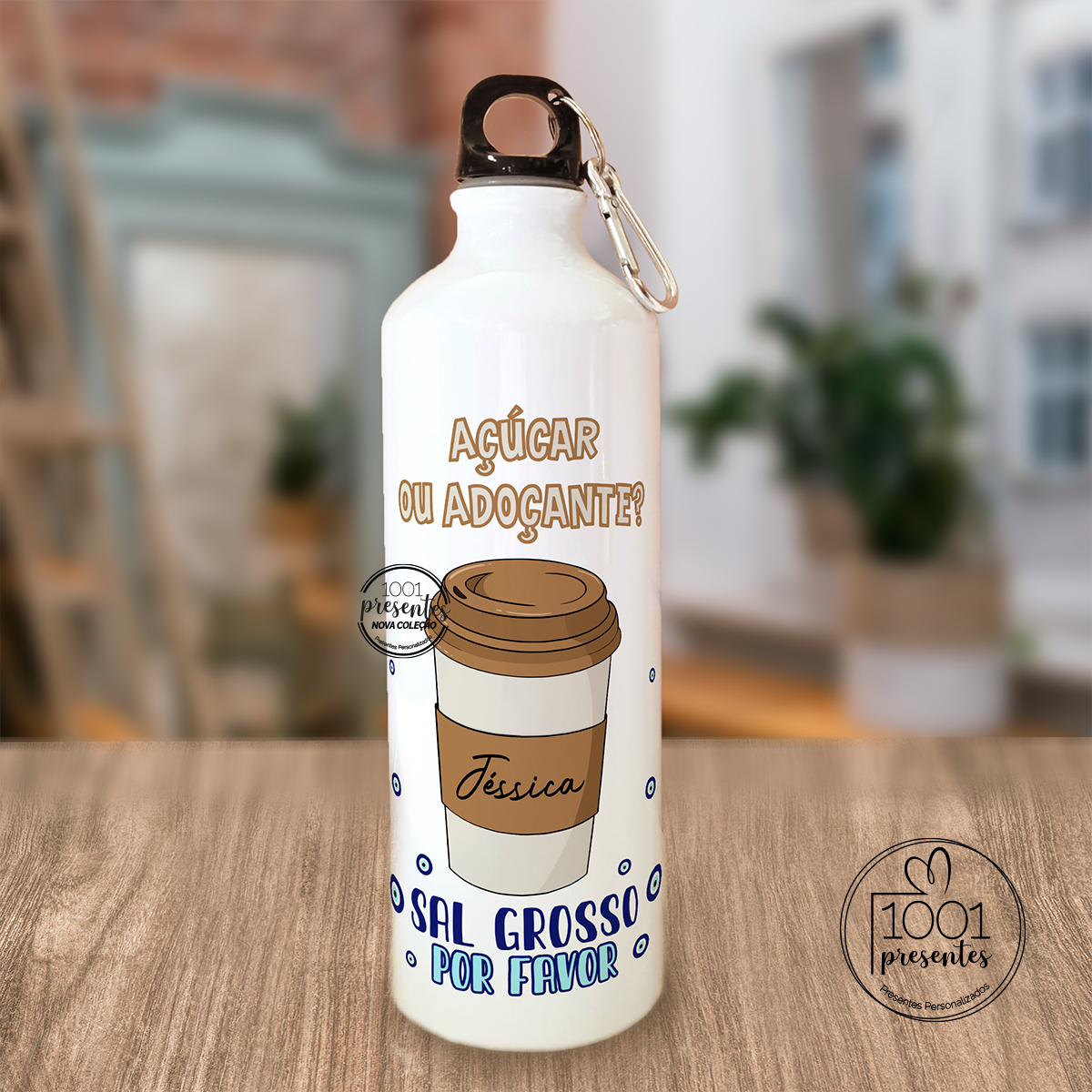 Garrafa proteção "Açúcar ou adoçante..."