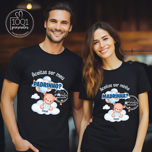 T-shir 100% algodão "Padrinho/Madrinha"