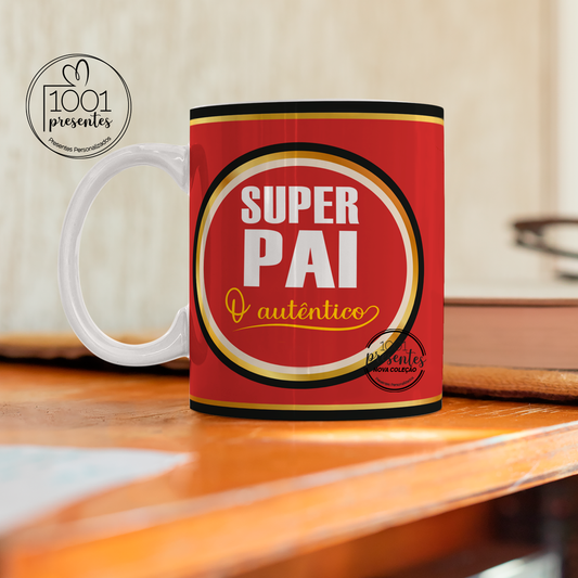 Caneca cerâmica "Super pai - o autêntico"