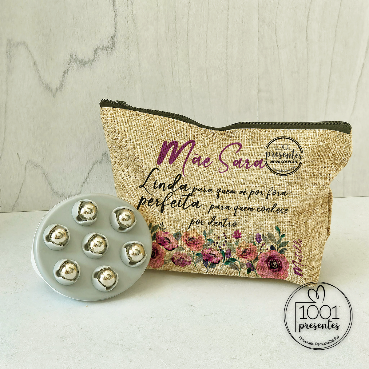 Bolsa de linho e massajador  "Mãe linda"