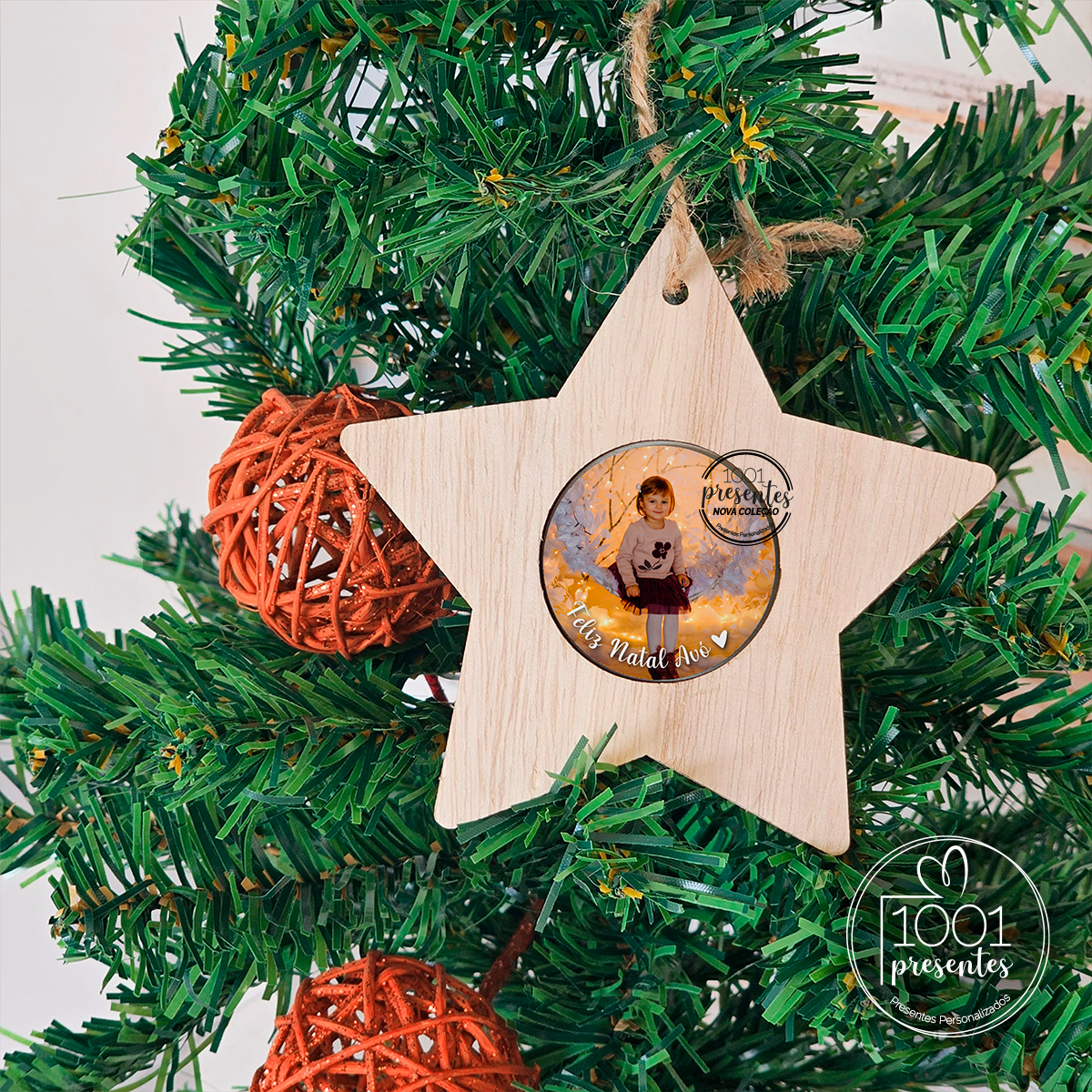 Pendente de natal com fotografia "estrela"