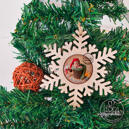 Pendente de Natal com fotografia "floco"