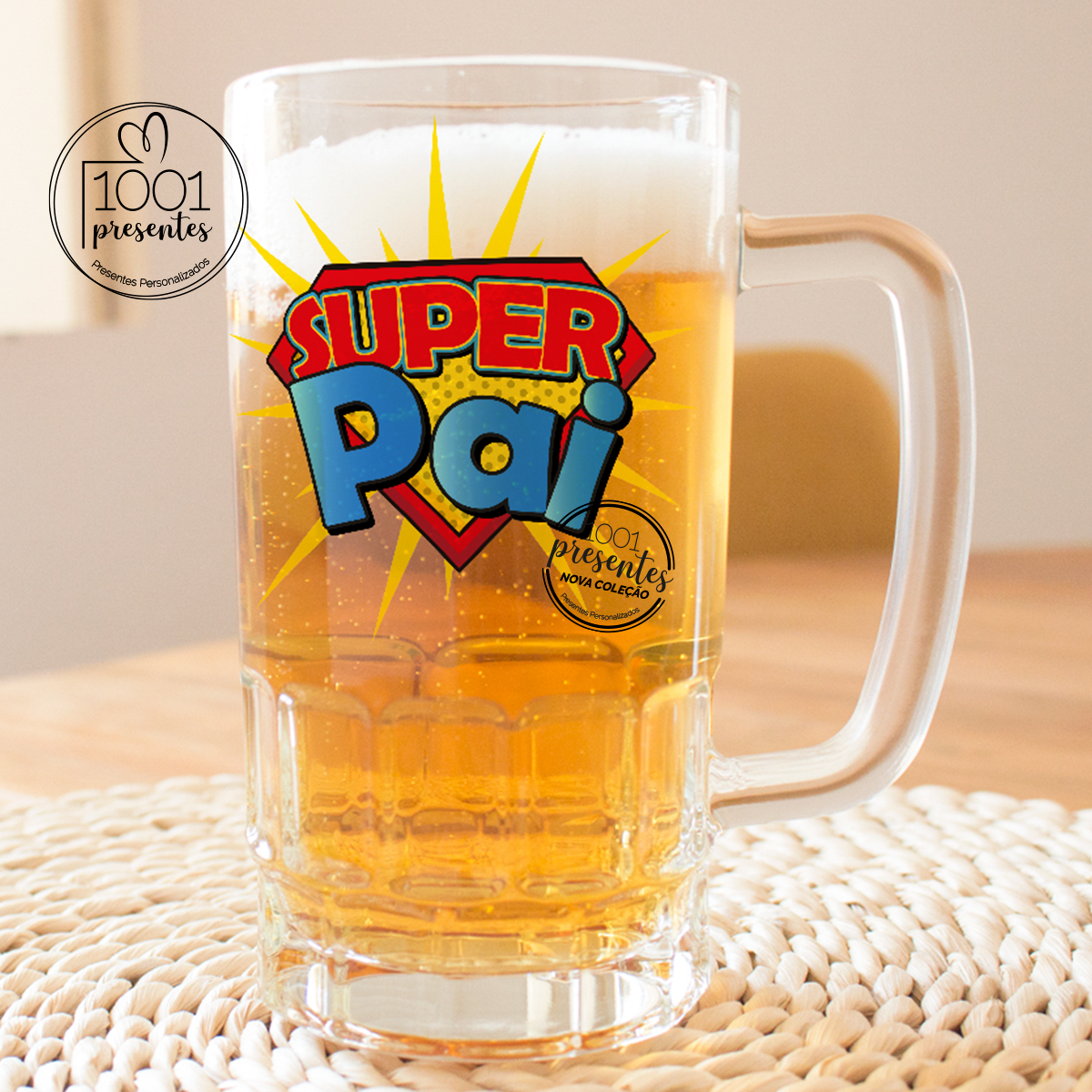 Caneca de cerveja comics "Super Pai"