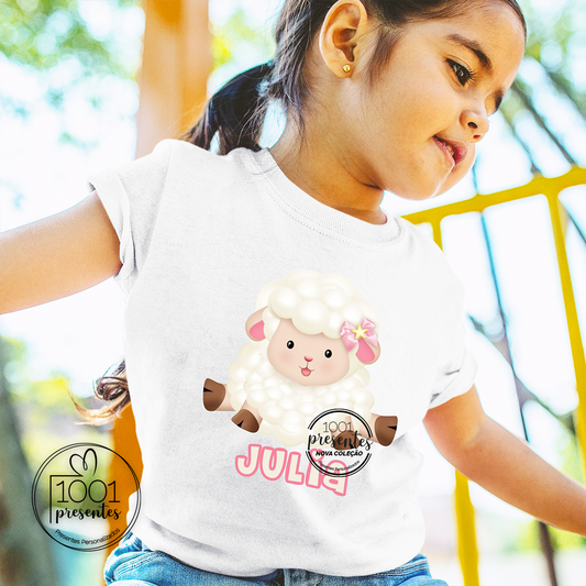 T-shirt aniversário ovelha "Nome"